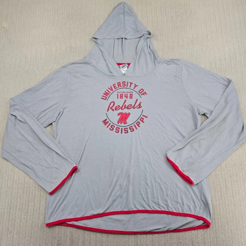 Ole Miss Rebels Hoodie Shirt Mens 3XL Gray Red Graphic Long Sleeve‎ SEC Football